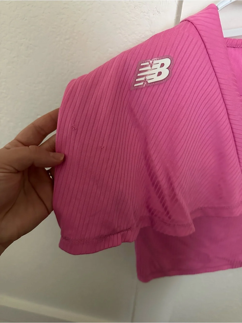 New Balance Bright Pink Ribbed Short Sleeve & Skort Set- Kids